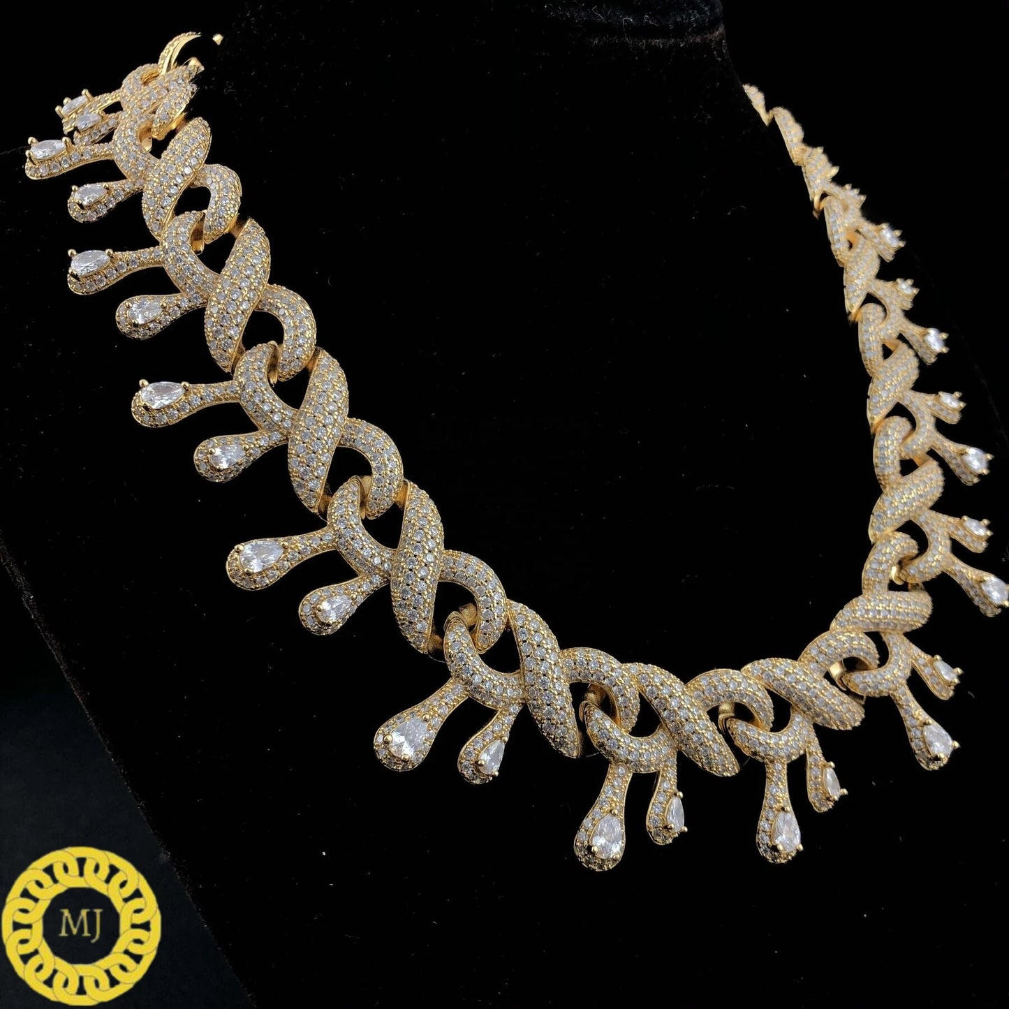 15MM Infinity Drip Cuban Curb Chain | Pear shape moissanite | 925 Solid Sterling Silver | 14k White Gold Plated | VVS1 Quality Moissanite