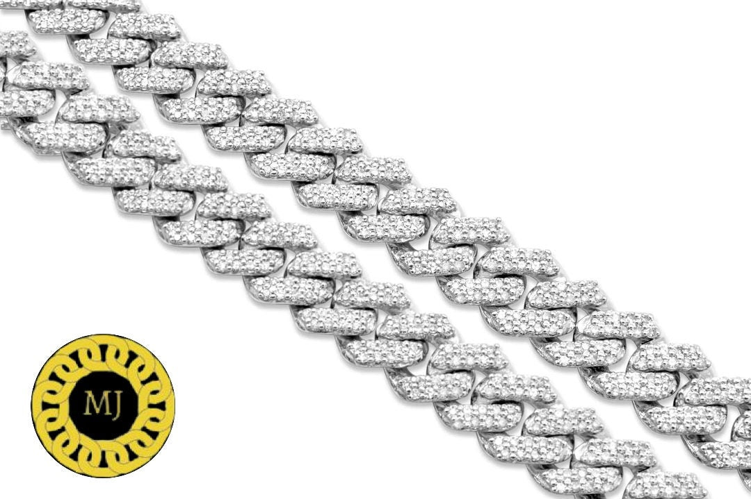 6mm VVS Moissanite Diamond Prong Link Chain 925 Sterling Silver Cuban Link Necklace GRA Certificate VVS Clarity D Color Pass Diamond Tester
