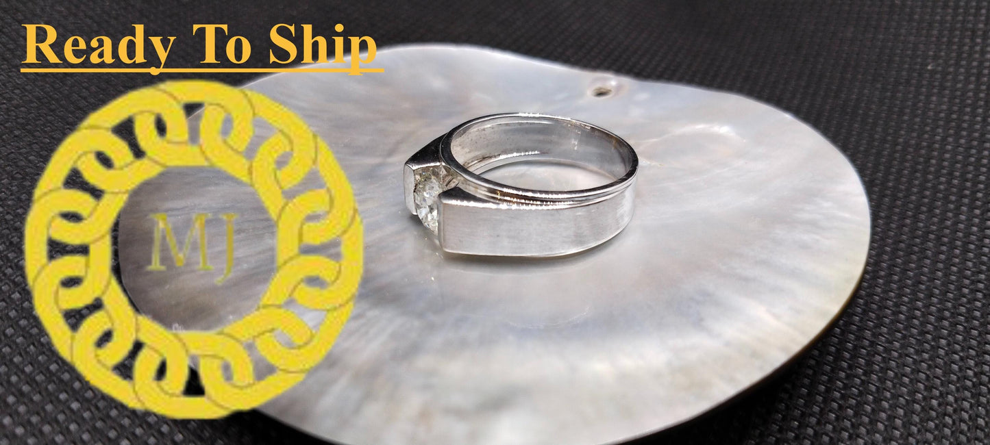 Natural Diamond Men's ring-Round Diamonds-18k Solid Gold-Solitaire diamond men Band-April birthstone ring-Engagement Ring-gents Diamond ring