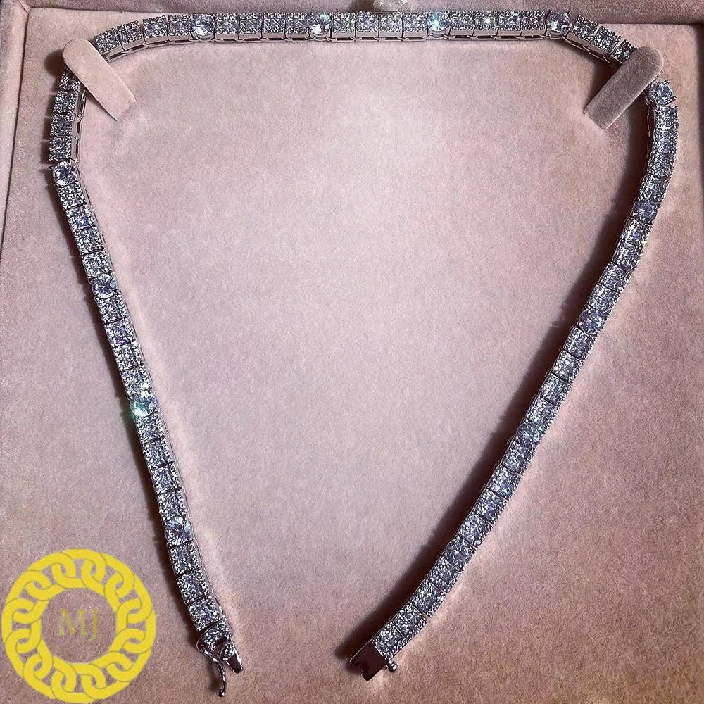 6mm VVS Moissanite Diamond Unique Tennis Chain 925 Sterling Silver D Color Colourless VVS Clarity GRA Certificate Pass Diamond Tester