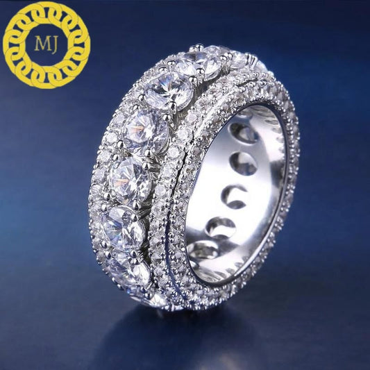 Unique men's Moissanite Eternity band | Unusual men's band in Sterling Silver | 10mm Infinity band for men | Gifts for him| Hiphop band