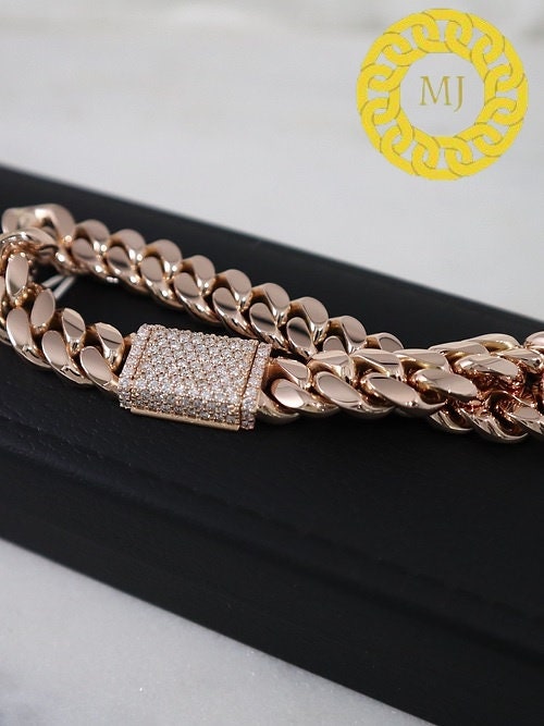 10 MM | VVS Moissanite Diamond Cuban link Bracelet | Hip Hop Miami Sterling Silver Cuban Chain | Icedout Moissanite Box Lock Cuban Bracelet