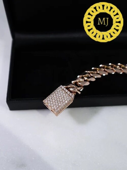 10 MM | VVS Moissanite Diamond Cuban link Bracelet | Hip Hop Miami Sterling Silver Cuban Chain | Icedout Moissanite Box Lock Cuban Bracelet