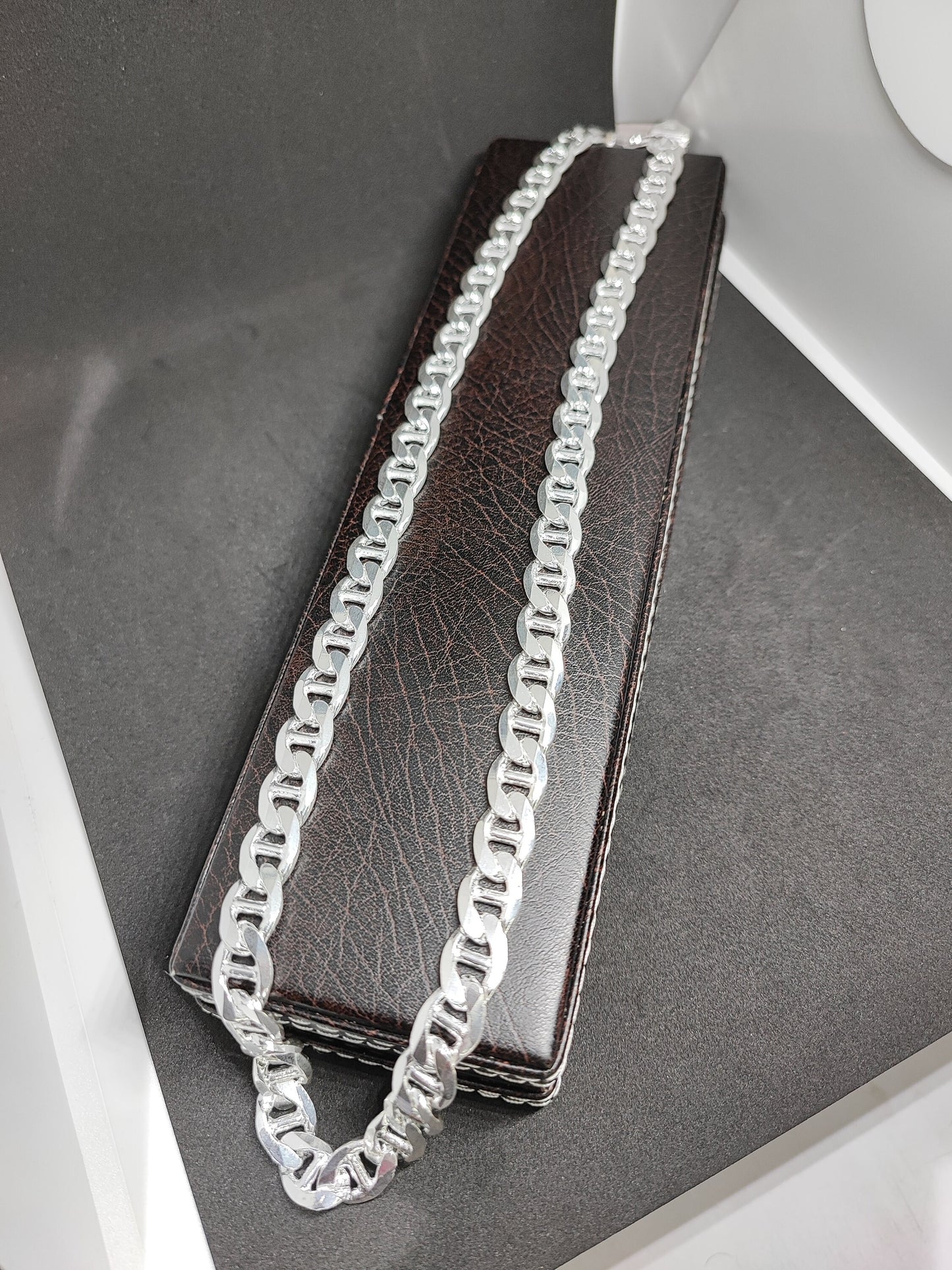 925 solid silver Mariner Chain , Mariner Link Chain, 10MM Width, Lobster Clasp, Adult Necklace , Cuban link Necklace,Mariner Necklace