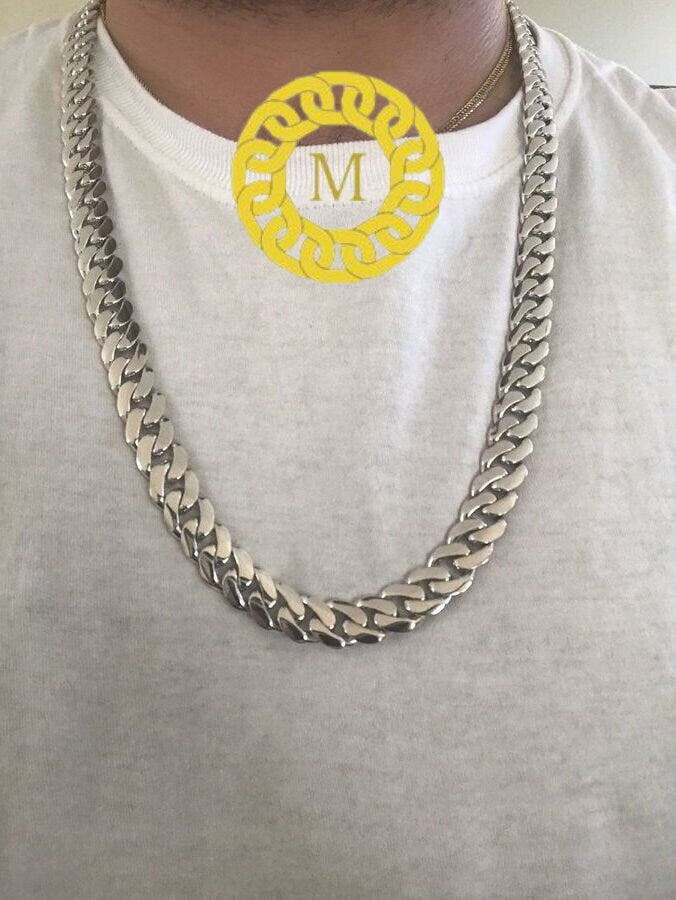 12mm Moissanite Miami Cuban Link Chain | Solid 925 Sterling Silver Moissanite Clasp | GRA certified VVS1 D Colour