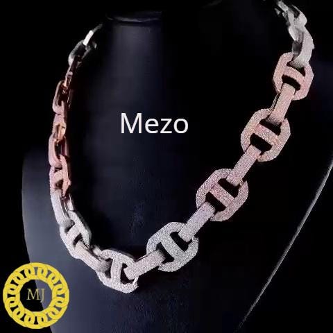 Icedout Chain 18mm  Vvs1 Moissanite/ 925 Silver/Hip Hop Pendant/Pass Tester/ two tone chain/ Rapper chain/ Solid silver necklace/ Icy chain