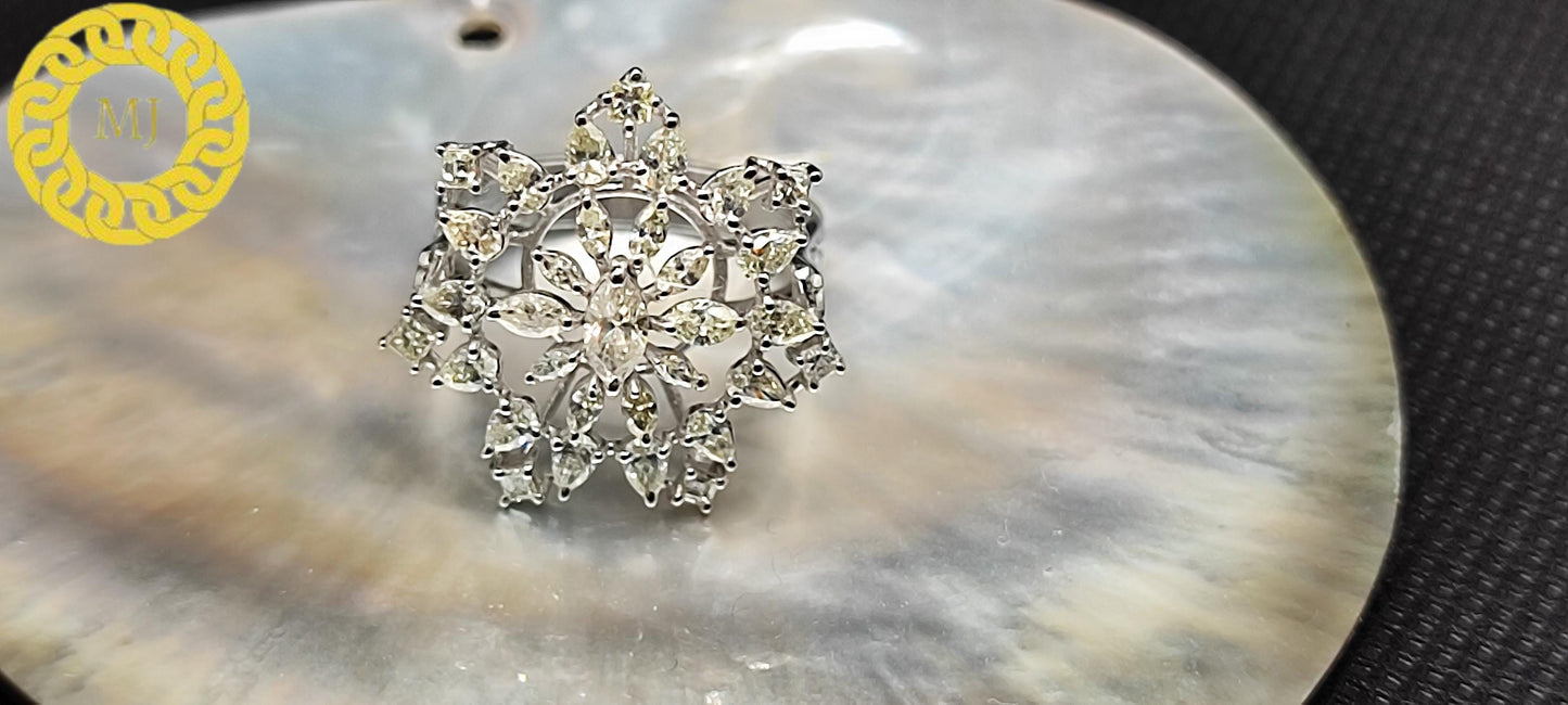 Pear, Marquise leaves, Princess cut Shape Diamond Ring,Cocktail  Ring,18k Solid Gold,Natural Diamonds, Diamonds ring, Fancy cut,gift for her