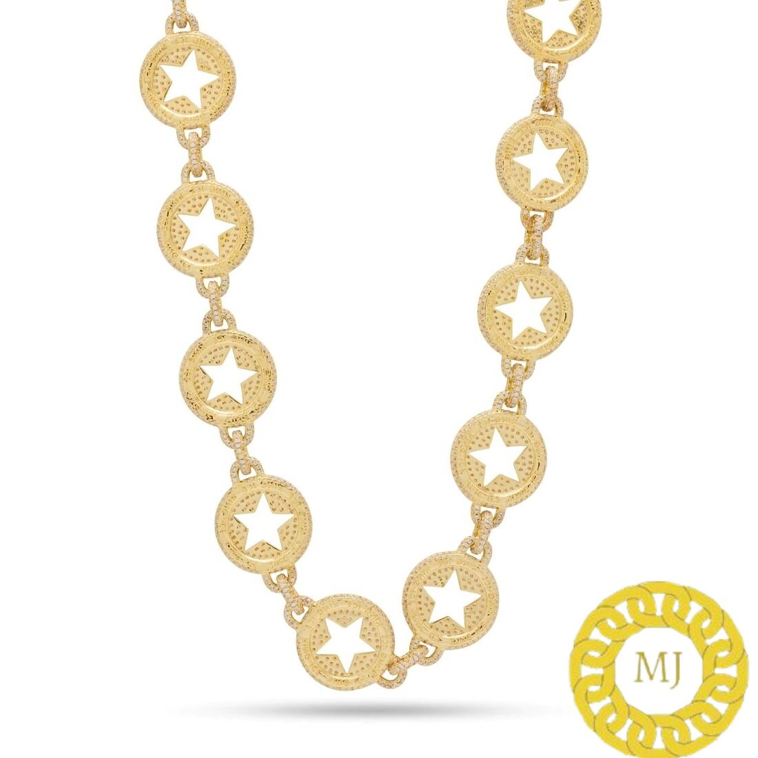 20 mm circle star chain , Heavy Solid 925 Sterling Silver VVS1 Moissanite Diamonds Studded Chain,Icedout Rapper chains, Icedout Necklace