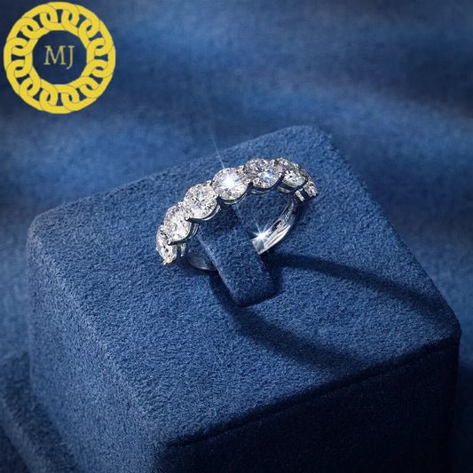 7 Stone 5mm VVS Moissanite Ring - 7 Stone 5mm Diamond Ring - Diamond/ Moissanite Half Eternity Ring - 5mm Wedding Band - Anniversary Gift
