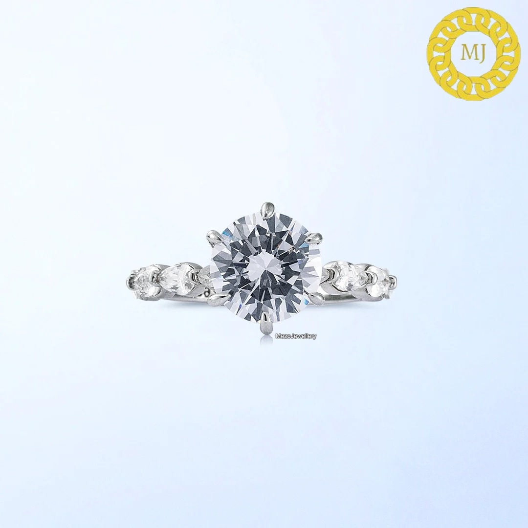3 CT Moissanite Engagement Ring / 14k White Gold Plated Wedding Ring / 925 Silver Moissanite diamond ring / 4 Prong diamond Solitaire Ring