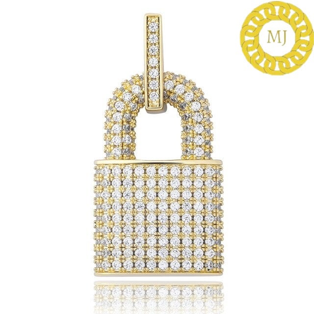 Padlock necklace, Silver Moissanite Lock Pendant Necklace 3mm Rope Chain Iced Out Bling Moissanite Charm Choker For Men Women Hip Hop