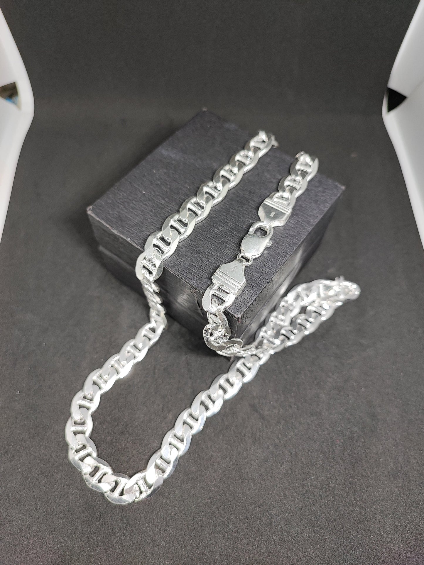 925 solid silver Mariner Chain , Mariner Link Chain, 10MM Width, Lobster Clasp, Adult Necklace , Cuban link Necklace,Mariner Necklace