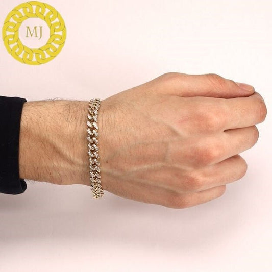 VVS1 Moissanite Diamond Cuban Link Bracelet Real 925 Silver Icedout Hip Hop Men's Cuban Bracelet 8 MM ,Icy Bracelet,Best Gift For Him