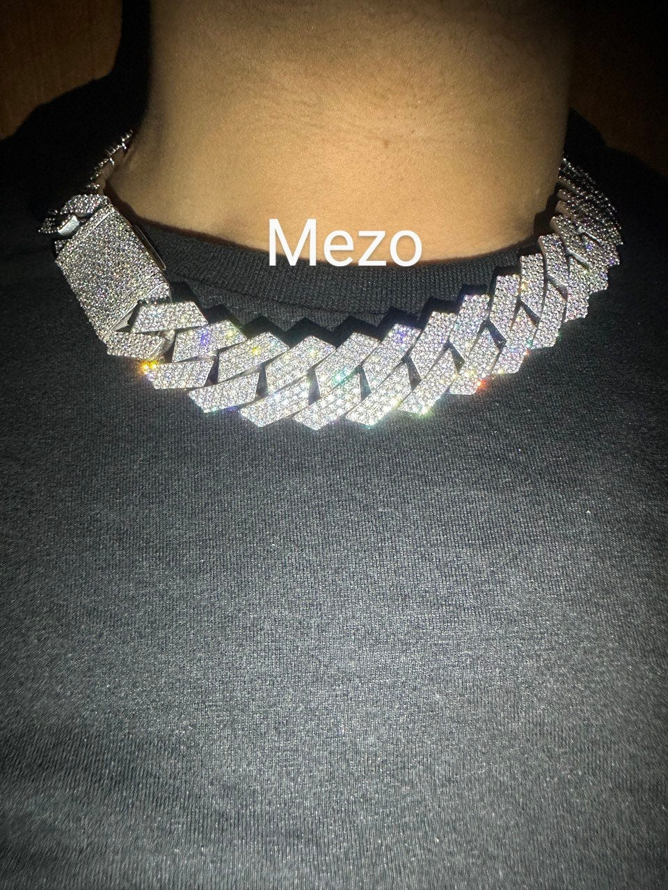Heavy Solid 925 Sterling Silver Men VVS1 Moissanite Diamonds Studded Cuban Chain,three Row Icedout Rapper chains,26mm wide,Quality Box Clasp
