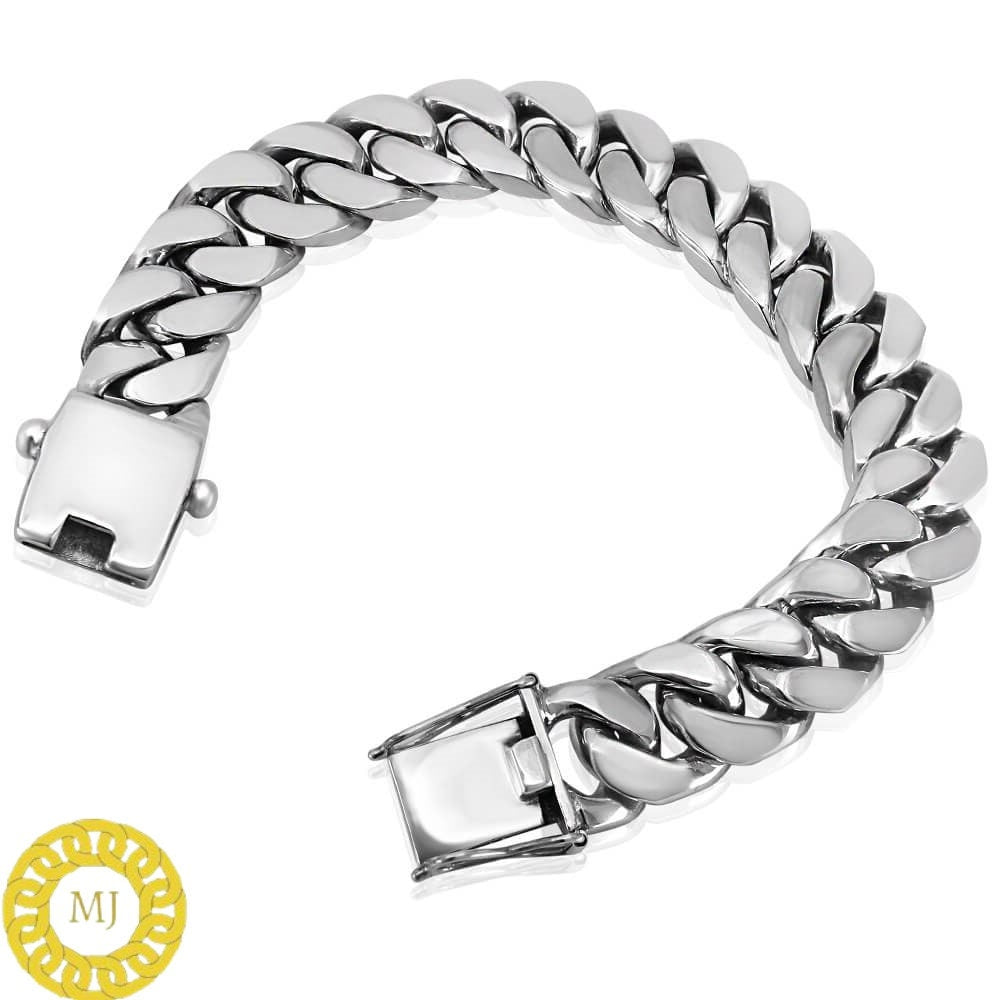 Sterling Silver 15 mm Cuban Link Bracelet, Cuban Chain, Heavy 925 Silver Men's Bracelet, Gift for him , Cuban bracelet men, men's bracelet