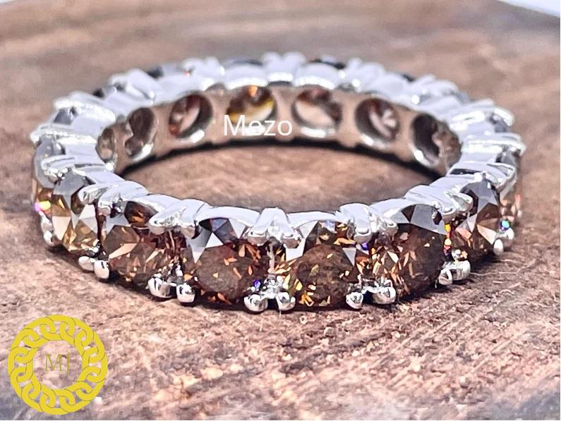 Shiny Chocolate Diamond Infinity Band-Round Diamonds-18k Gold-Black Diamond Eternity ring-April birthstone ring-Engagement Ring-Gift for her