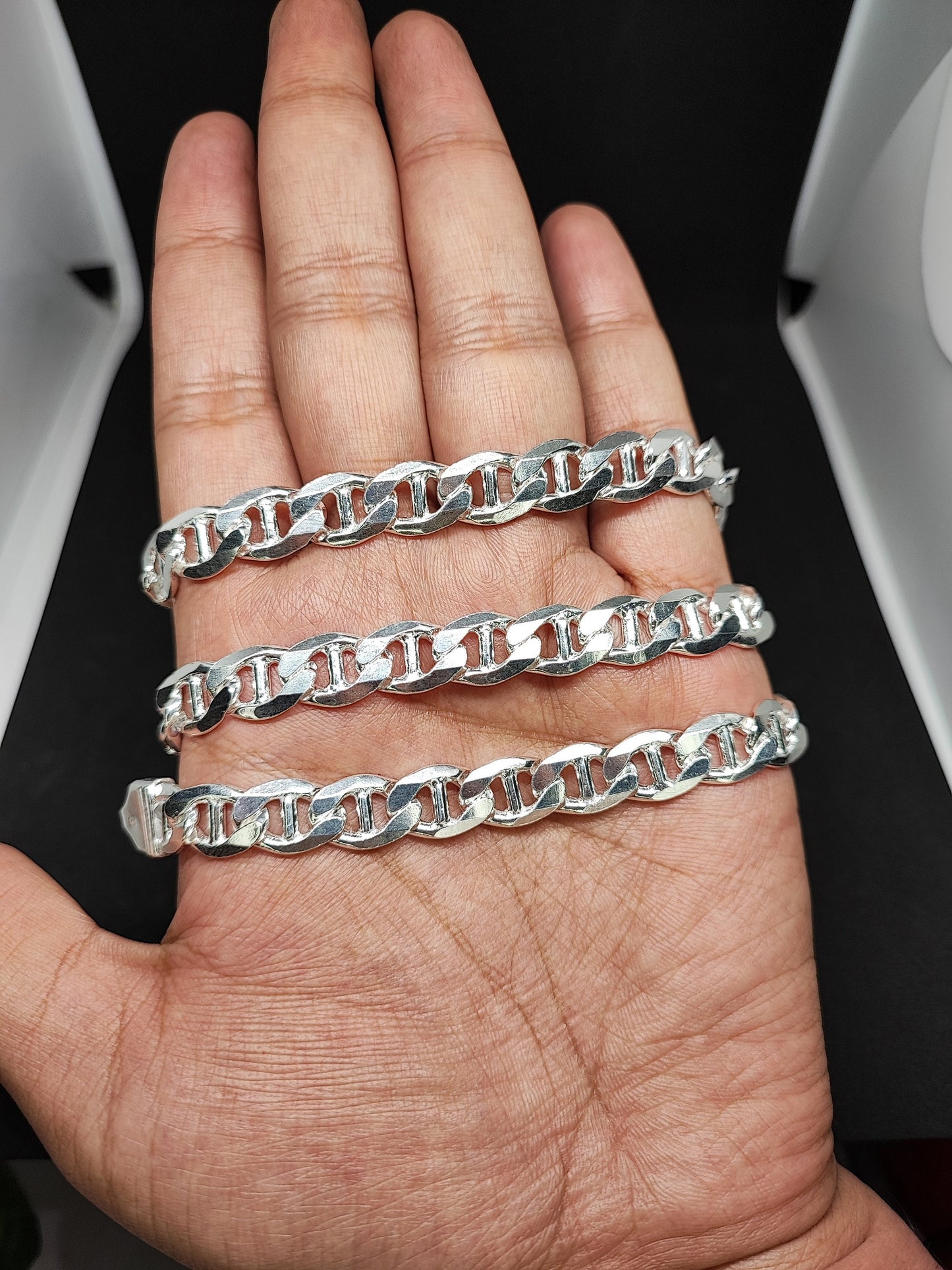 925 solid silver Mariner Chain , Mariner Link Chain, 10MM Width, Lobster Clasp, Adult Necklace , Cuban link Necklace,Mariner Necklace