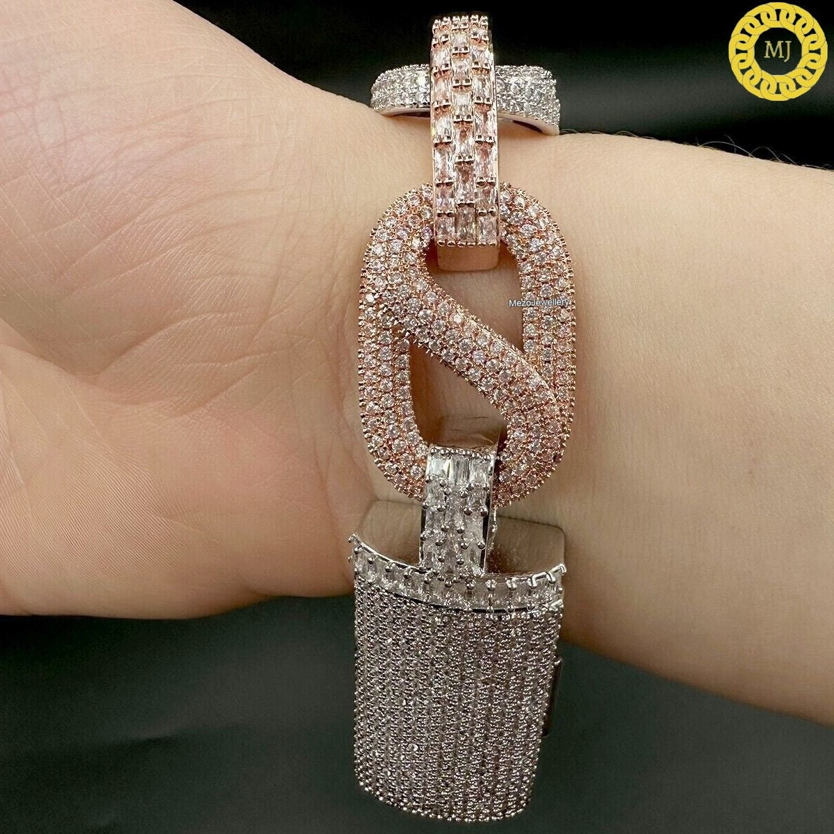 Heavy Solid 925 Sterling Silver | VVS1 Moissanite Diamonds Studded |Curb Bracelet-20mmwide 6-9 Inch" | 18k Gold plated Iced Out Bracelet