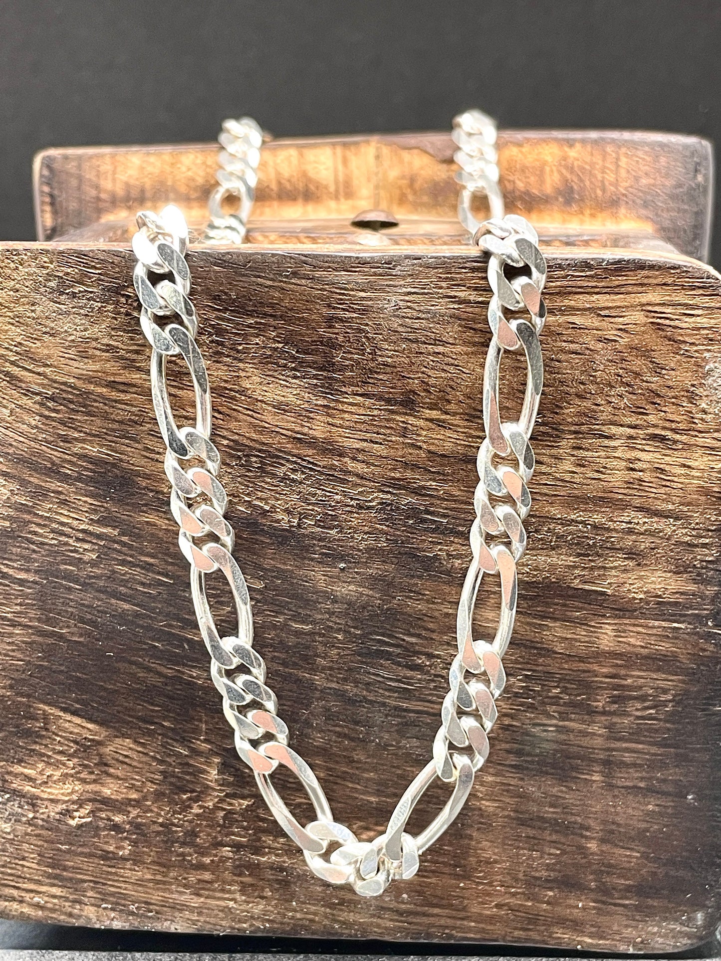 Figaro Silver Chain, Figaro 925 Sterling Silver Necklace, Thick Silver Necklace, Classic Sterling Silver Necklace, 6 mm Chain