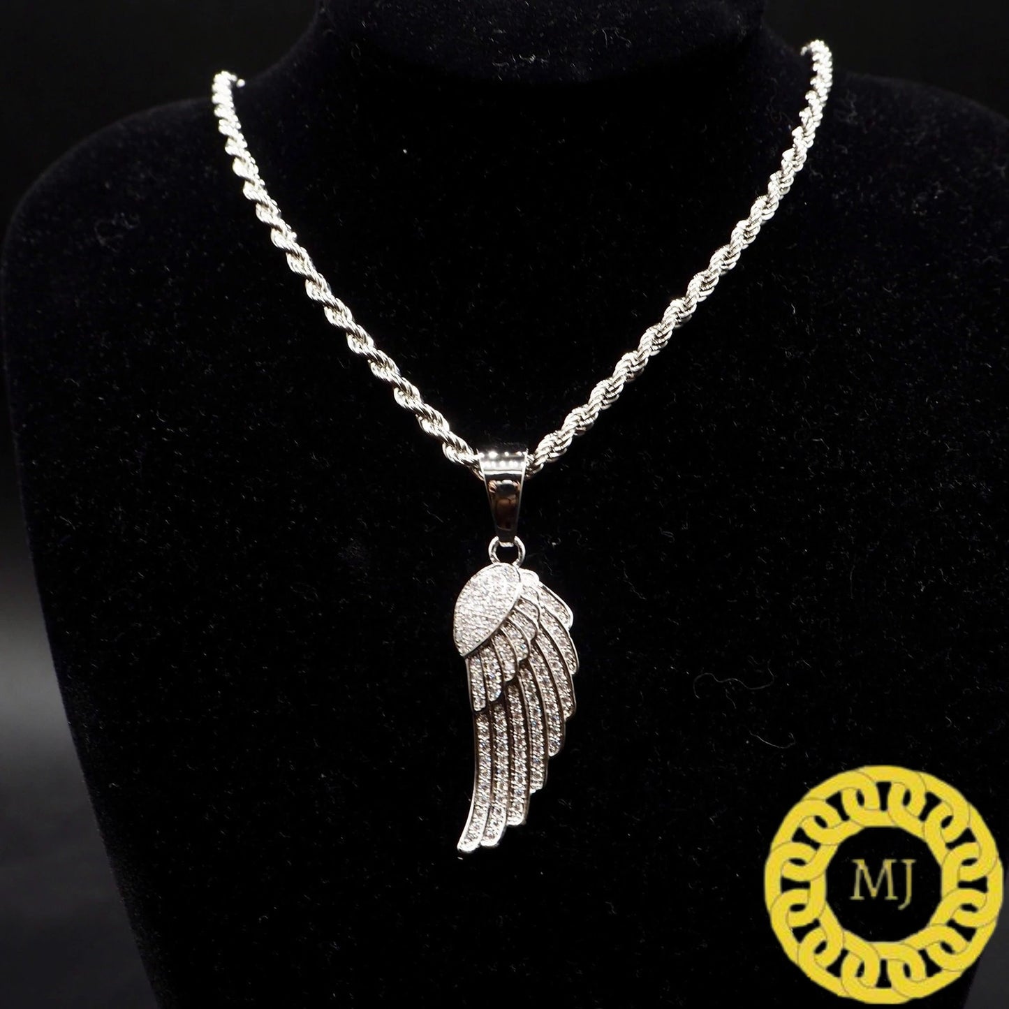 VVS1 Moissanite diamonds Studded Solid 925 Sterling Silver Gorgeous Angel Wing pendant | Iced Out pendant/14k Gold plated Angel wing Pendant