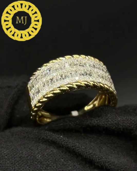 Unique men's Moissanite Diamonds baguette band | men's band in Sterling Silver | 12mm half Infinity Icedout band for men | ICY Hiphop band