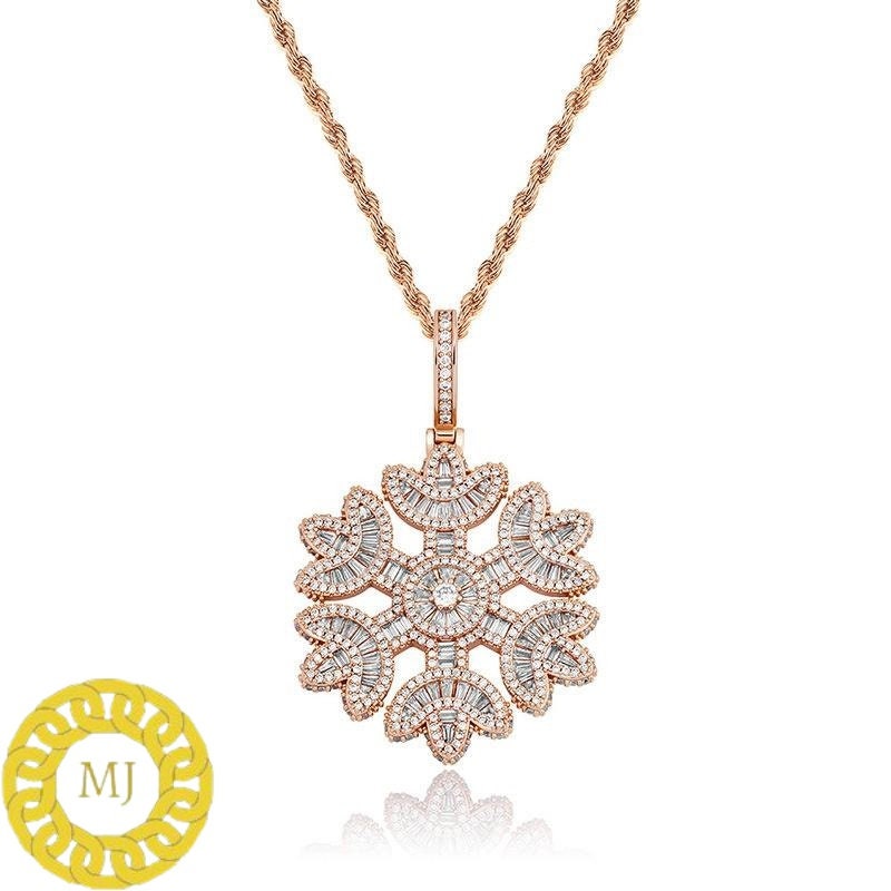 925 Sterling Silver Moissanite Diamonds Fully Iced Out Snowflake Symbol Pendant/Hip Hop Jewelry/Customize Gift/Iced Out Pendant ,Snow flower