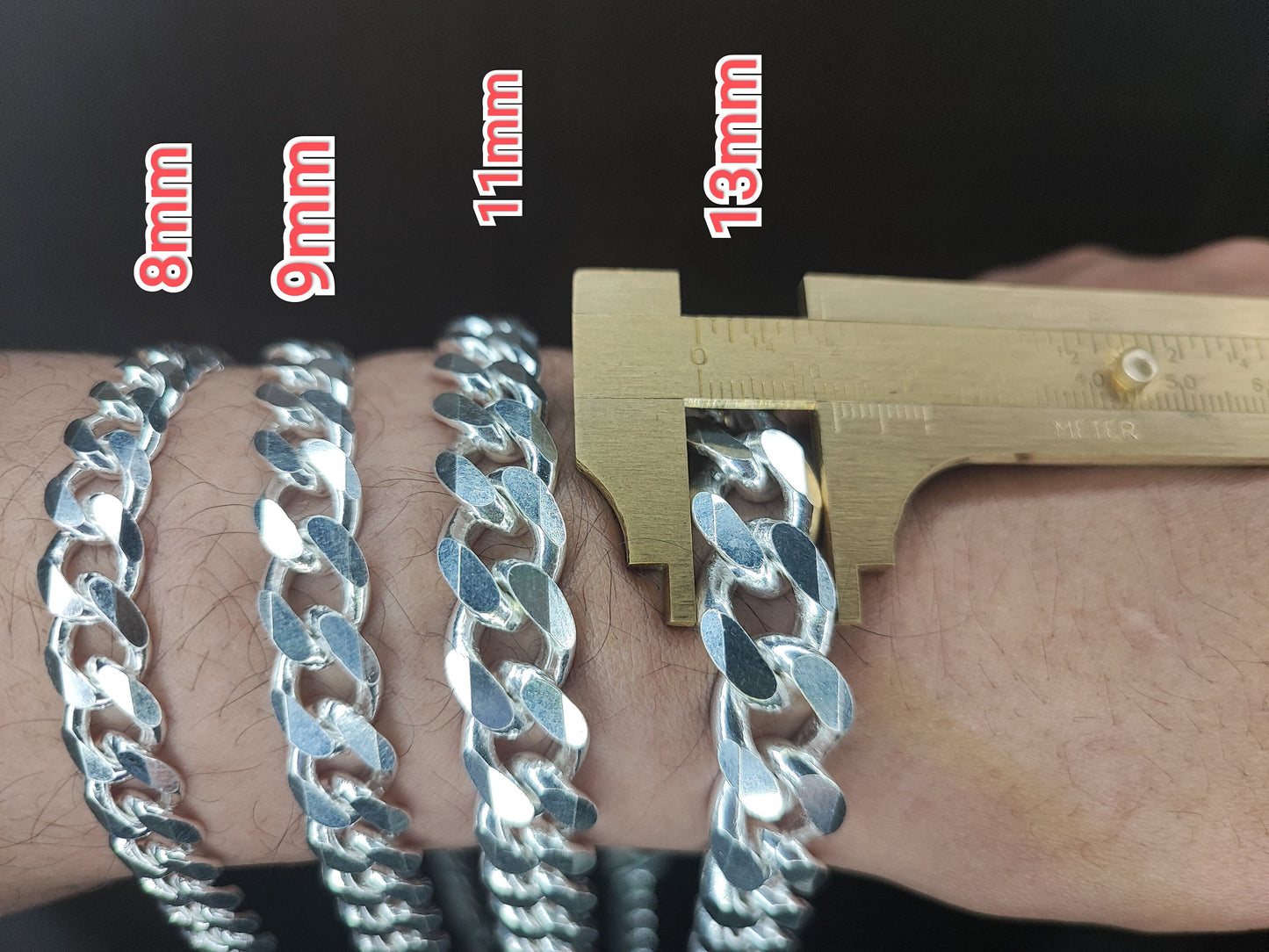Cuban Bracelet ,Men's Women's Real Solid 925 Sterling Silver Miami Cuban Lobster Lock Bracelets 8mm - 13mm, 6" to 9", Heavy Tight Link