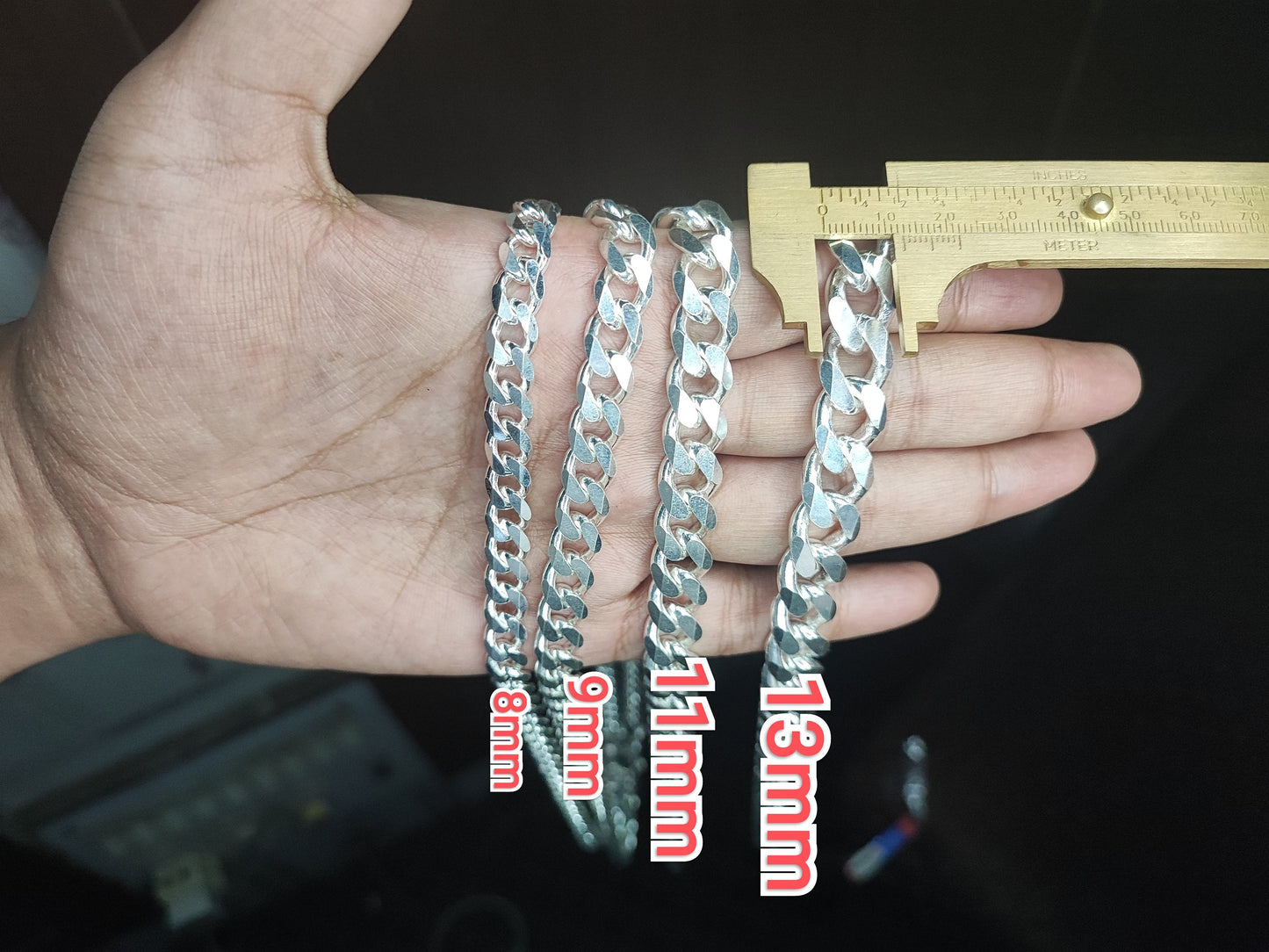 13-8mm Heavy Solid 925 Sterling Silver Men's Miami Cuban curb Chain Necklace Anti-Tarnish, wide 18"-28" Inch Hop with Fine quality Clasp