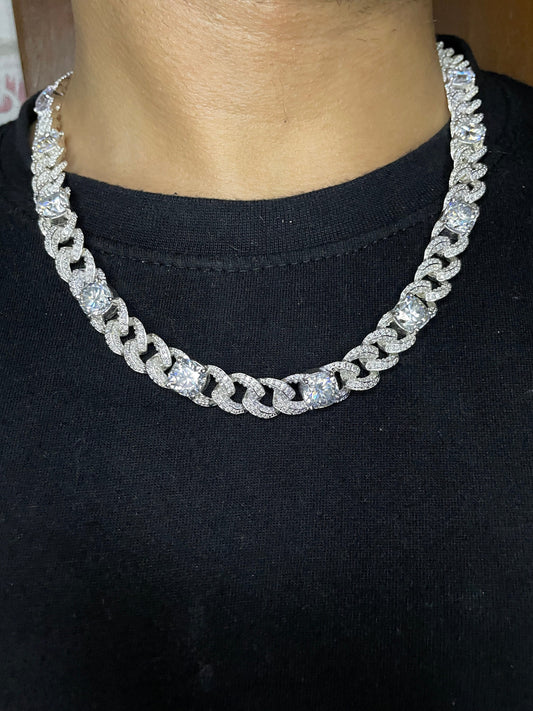 Heavy Solid 925 Sterling Silver Men's VVS1 Moissanite Diamonds Studded Cuban Chain,Icedout Rapper chains,10mm wide,Quality Clasp,Cushion