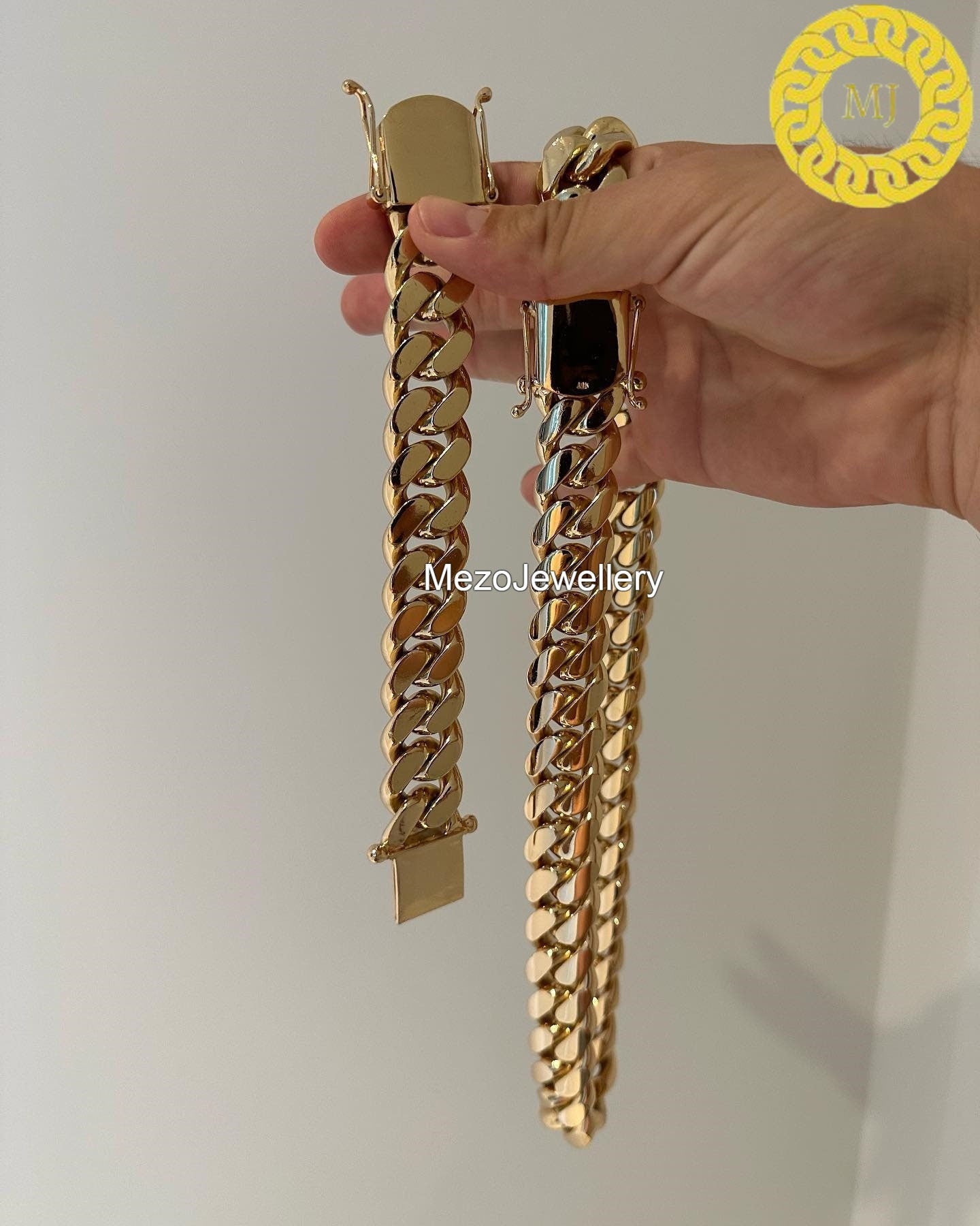 22mm Cuban link chain Men's Heavy Solid 925 Sterling Silver Miami Cuban Link Chain,14 kt Gold Plated,18"-28"Inch with Fine quality Box Clasp