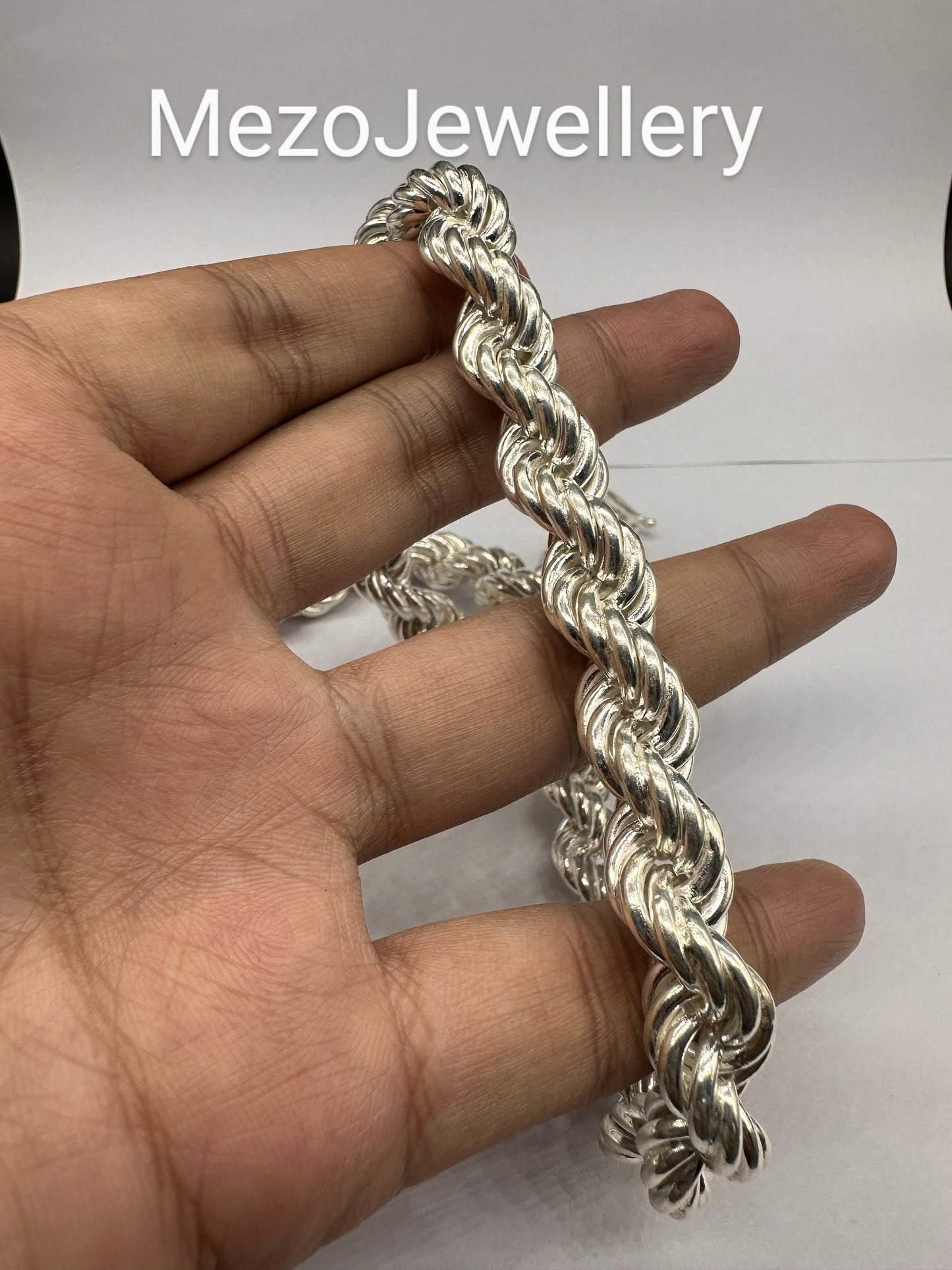 Men's 12 MM width Real Solid 925 Sterling Silver HEAVY SOLID Rope Chains 18" - 30", Rope Chain, Rope necklace, Hip hope chain, Rappers chain