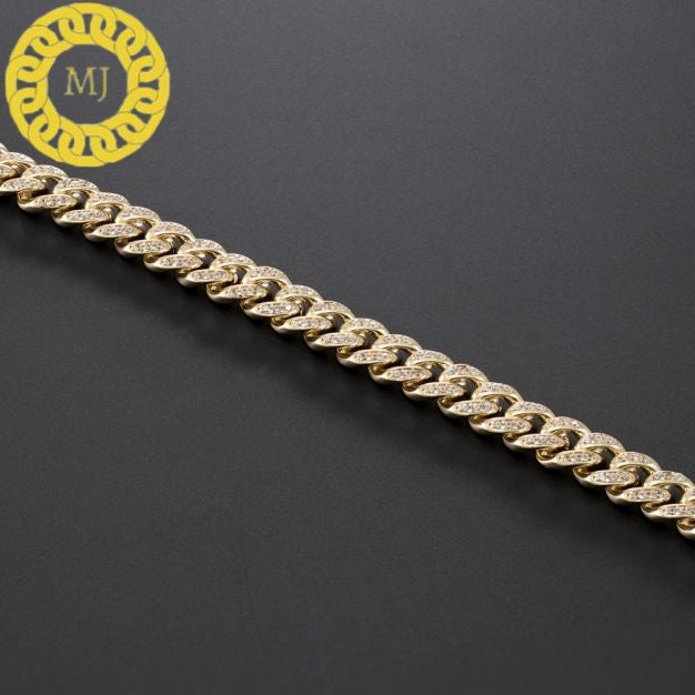 VVS1 Moissanite Diamond Cuban Link Bracelet Real 925 Silver Icedout Hip Hop Men's Cuban Bracelet 8 MM ,Icy Bracelet,Best Gift For Him