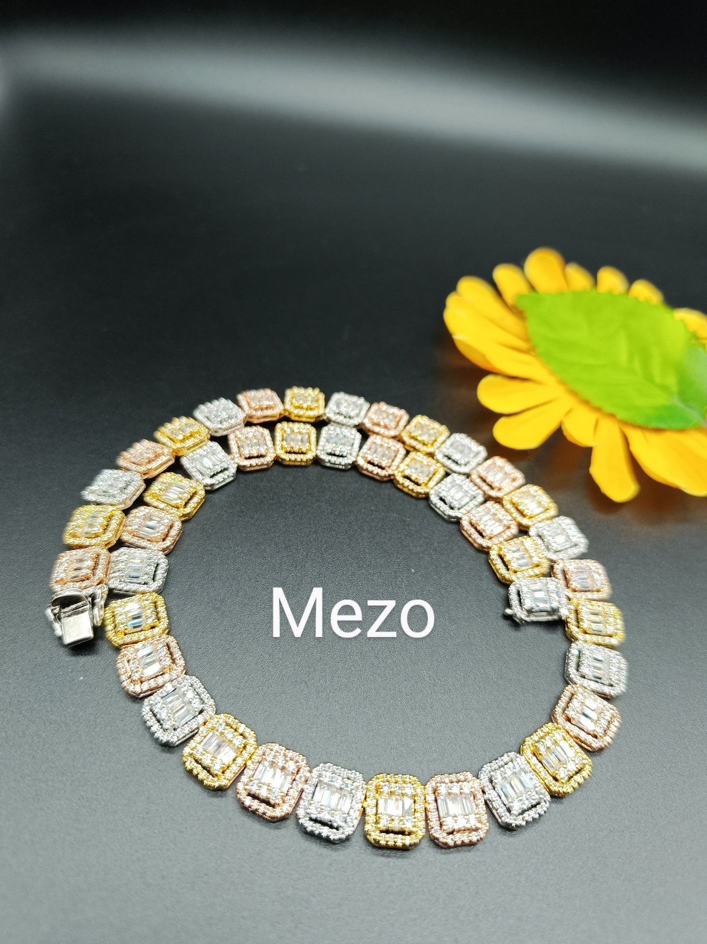 925 Silver Baguette Chain 12mm Men's Iced Diamond Necklace-Moissanite Necklace-Cool Rapper chain-three tone Necklace-Pass The Diamond Tester