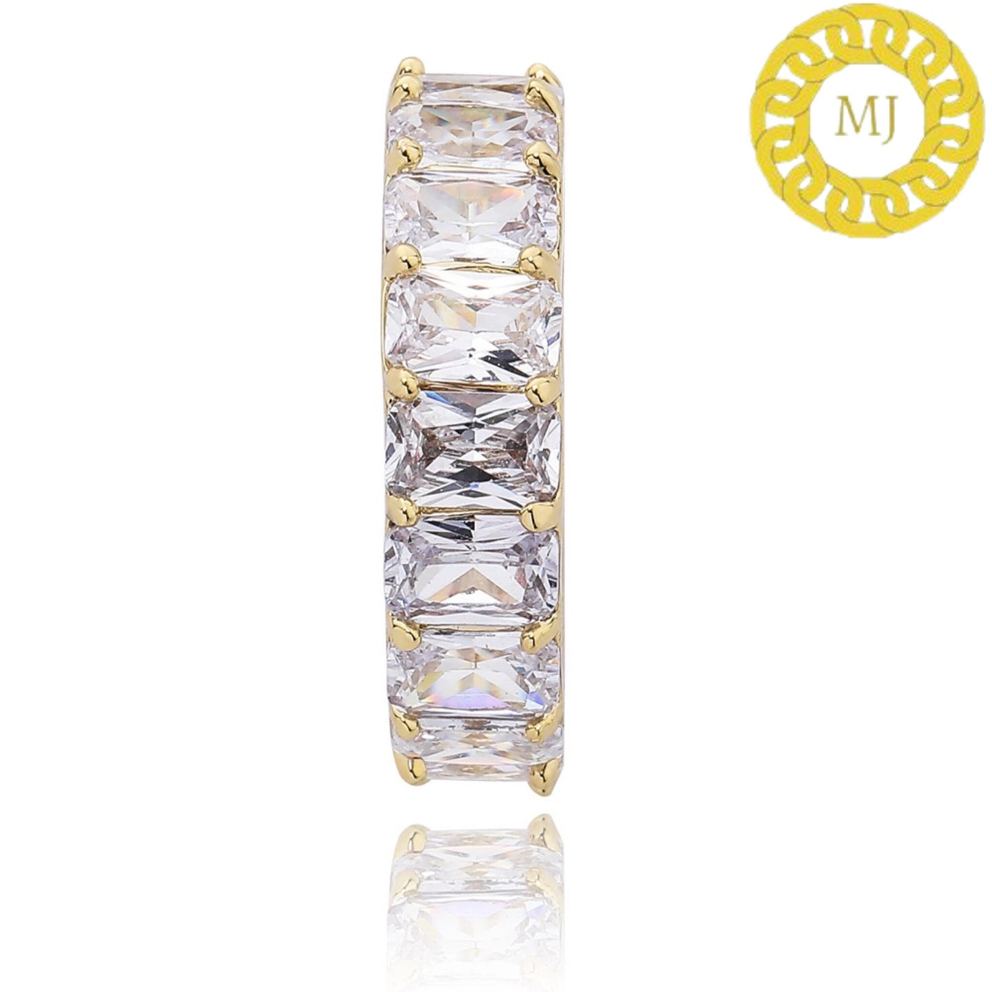 8mm 925 Sterling Silver Emerald Cut Baguette Eternity Ring VVS Moissanite Iced Out Rings,Icy infinity band, Rapper ring,Hiphop band