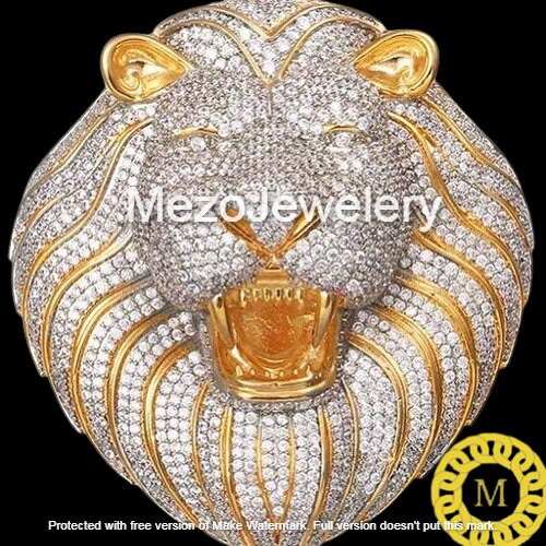 Sterling Silver 925 Fully Iced Out Lion Head Moissanite Pendant, Men's Hip hop pendant , VVS1 D colour Moissanite