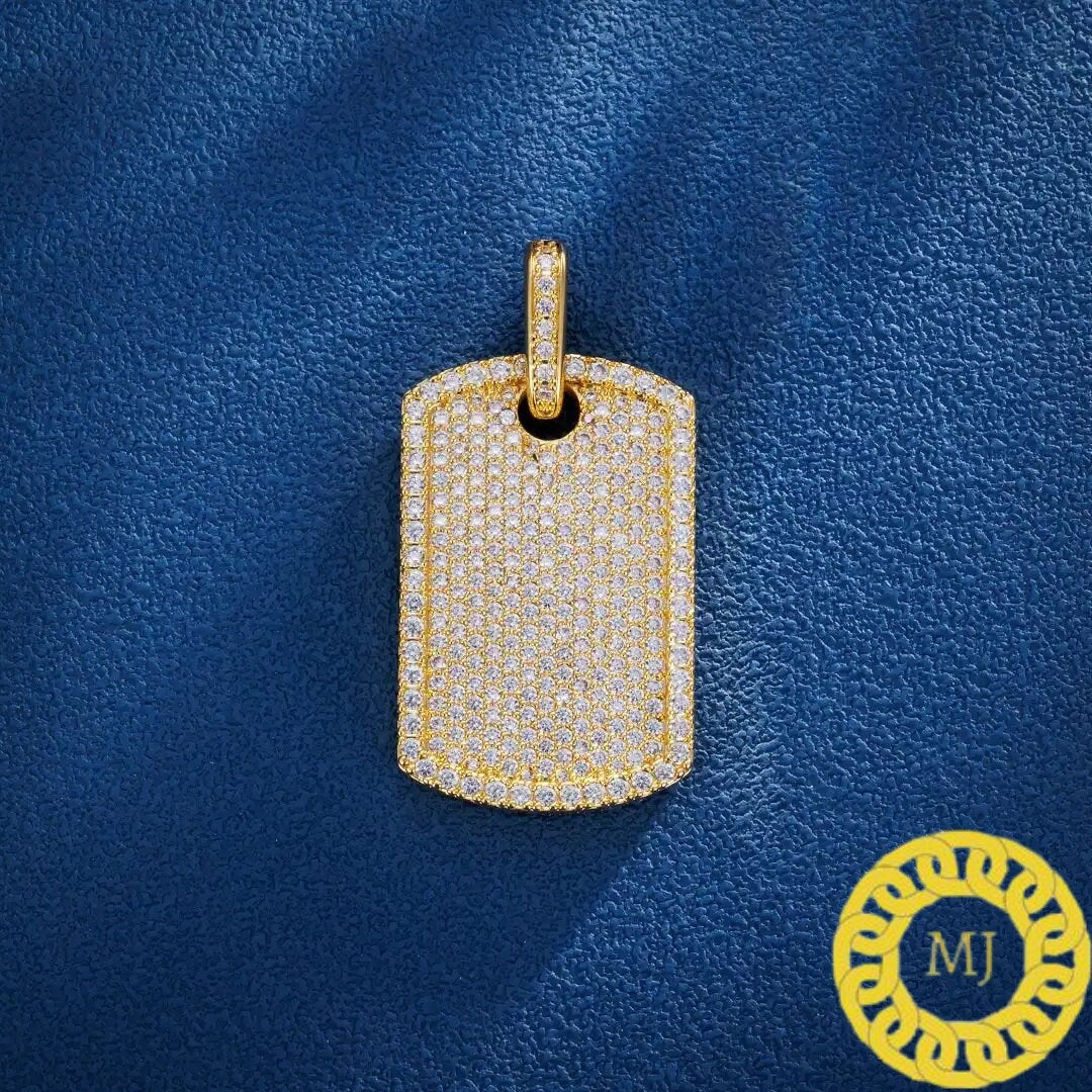 Solid 925 Silver Icedout MOISSANITE DOG Tag Pendant, customize diamond pendant, Idealist Fully iced out pendant, Rapper Pendants