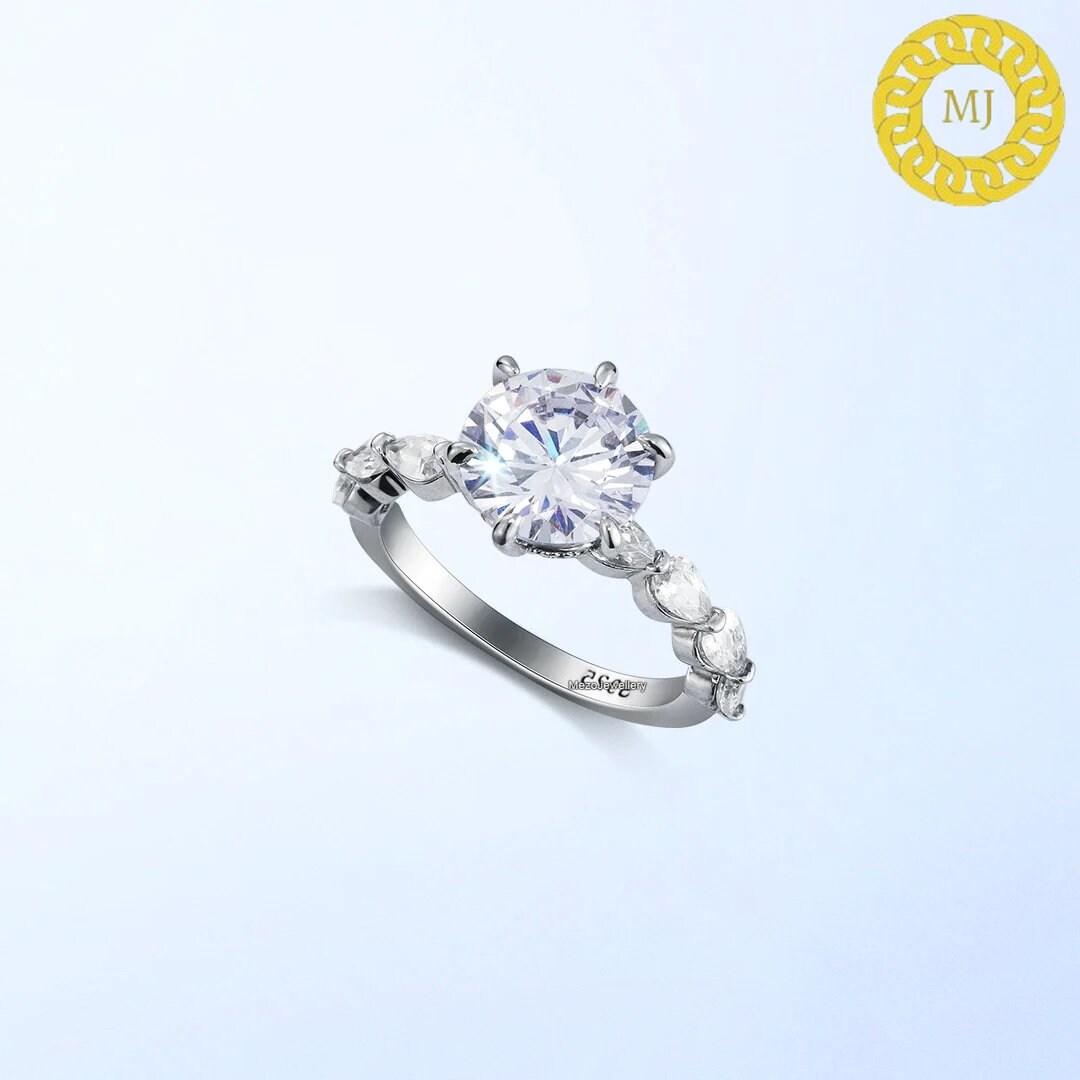 3 CT Moissanite Engagement Ring / 14k White Gold Plated Wedding Ring / 925 Silver Moissanite diamond ring / 4 Prong diamond Solitaire Ring