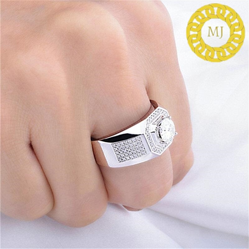 Luxury & Gorgeous Moissanite Ring for Men D Color, Men's Ring，Sterling Silver Engagement ring for Men Men‘s bands, super Icedout ring
