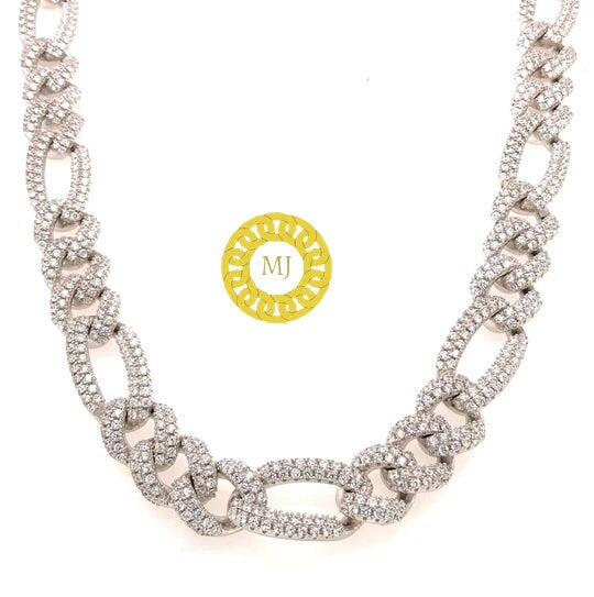 8mm VVS Moissanite Diamond Prong Link Chain 925 Sterling Silver icedout Necklace GRA Certificate VVS Clarity D Color Pass Diamond Tester