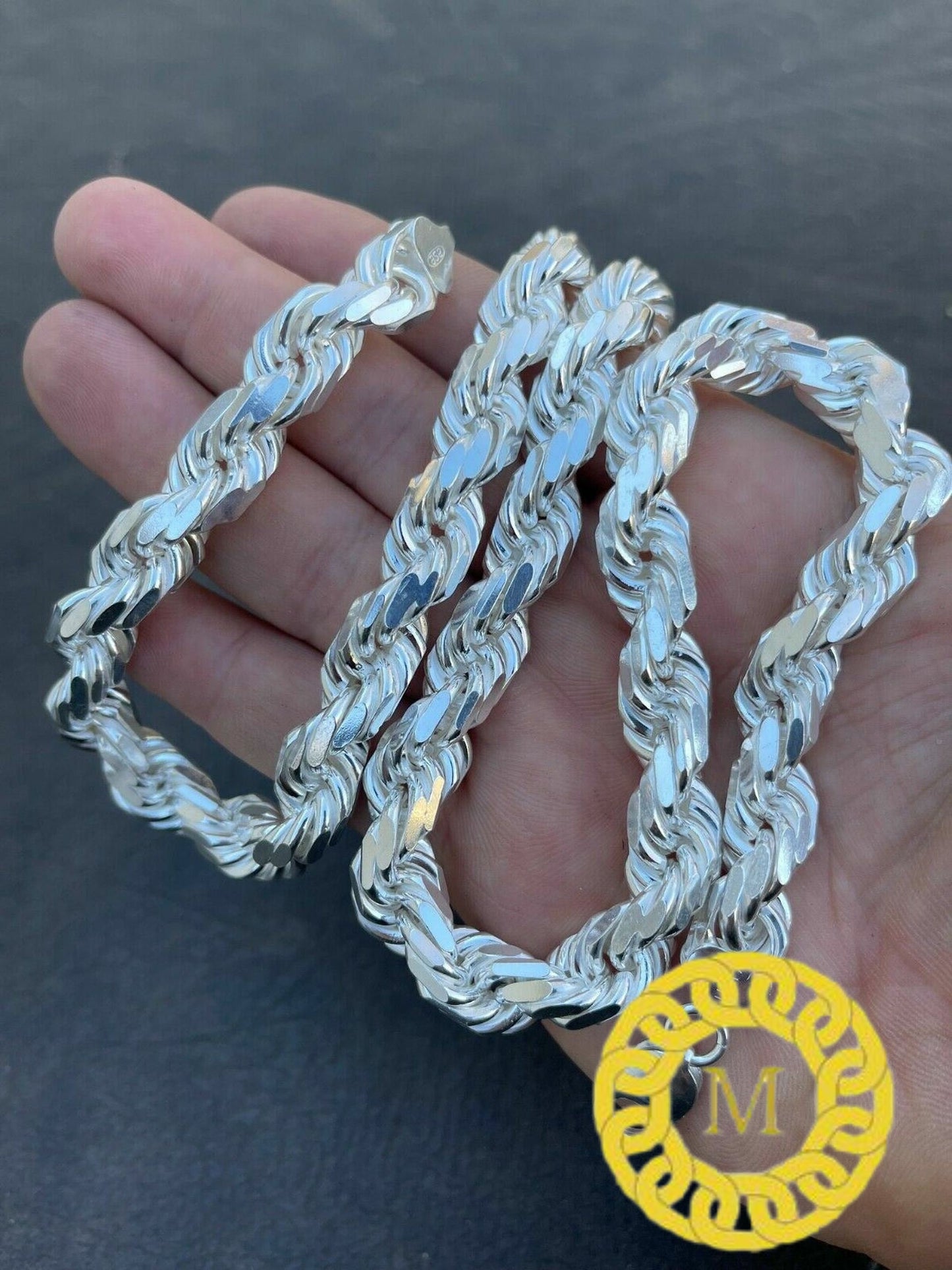 Men's 11 MM Real Solid 925 Sterling Silver Diamond Cut HEAVY SOLID Rope Chains 18" - 30", Rope Chain