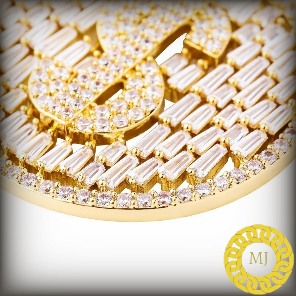 Men's Solid 925 Sterling Silver Iced Out Dollar Sign Money Pendant Baguette Diamond* Hip Hop Rapper Chain Necklace 16" - 30" Rope chain 4 mm