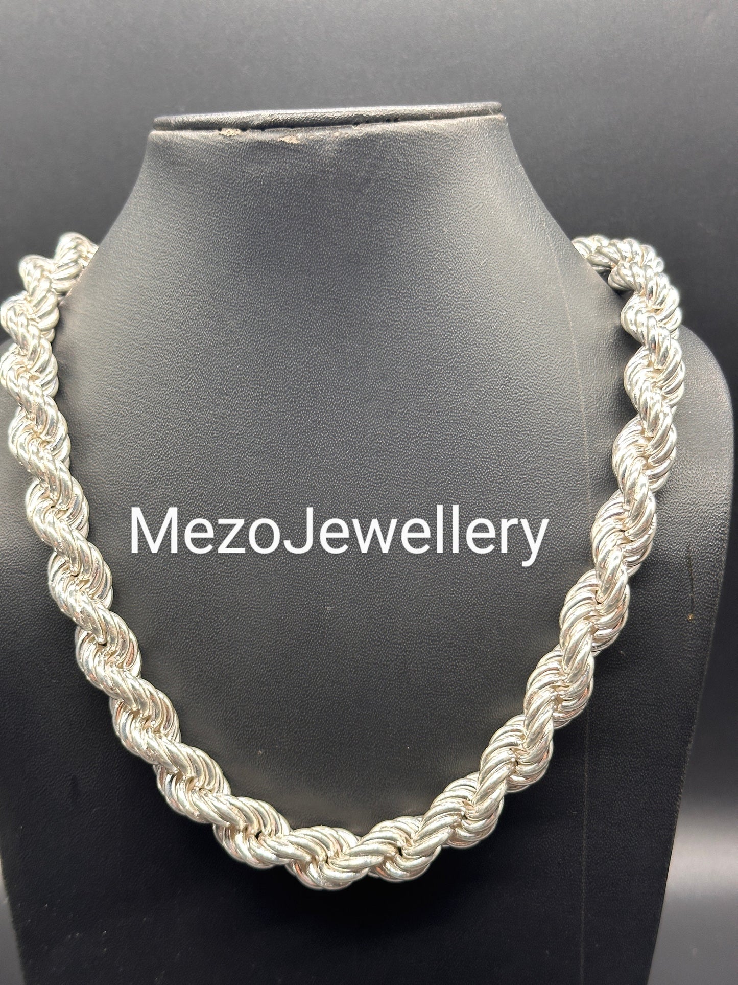 Men's 12 MM width Real Solid 925 Sterling Silver HEAVY SOLID Rope Chains 18" - 30", Rope Chain, Rope necklace, Hip hope chain, Rappers chain