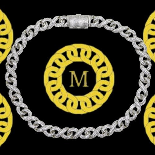 15 mm Infinity Cuban Chain VVS1 Moissanite With 14k White Gold Finished In Sterling Silver 925 , 18 - 26 Inch'' ,Pass The Diamond Tester