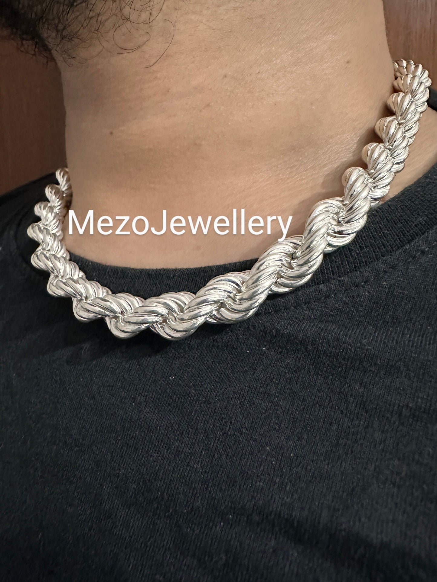 Men's 14 MM width Real Solid 925 Sterling Silver HEAVY SOLID Rope Chains 18" - 30", Rope Chain, Rope necklace, Hip hope chain, Rappers chain