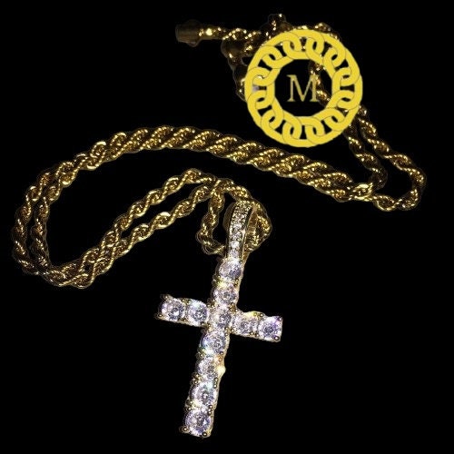 5 MM VVS Moissanite Diamond Cross Pendant, Moissanite 925 Silver Pendant For Men & Women, Charm Pendant, Wedding Pendant, Anniversary gift