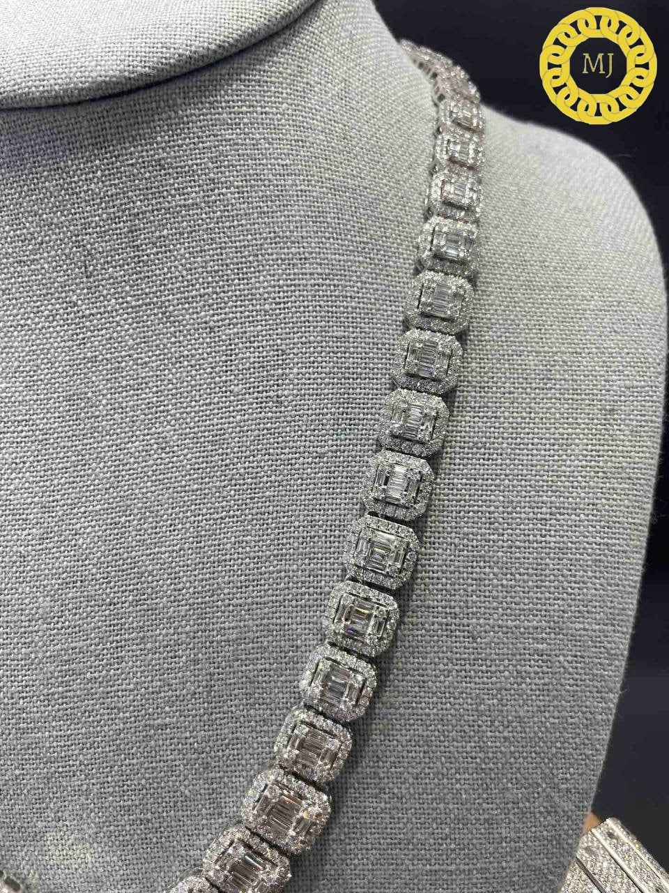 Heavy Solid 925 Sterling Silver Baguette VVS1 Moissanite Diamonds Studded Cuban Chain,Icedout Rapper chains,12 mm wide, Quality Box Clasp