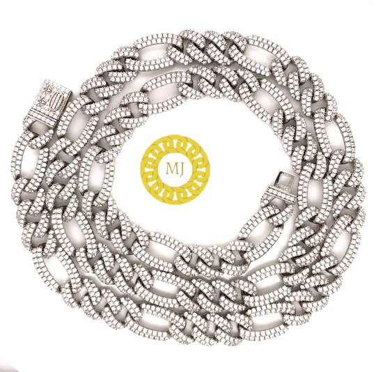 8mm VVS Moissanite Diamond Prong Link Chain 925 Sterling Silver icedout Necklace GRA Certificate VVS Clarity D Color Pass Diamond Tester