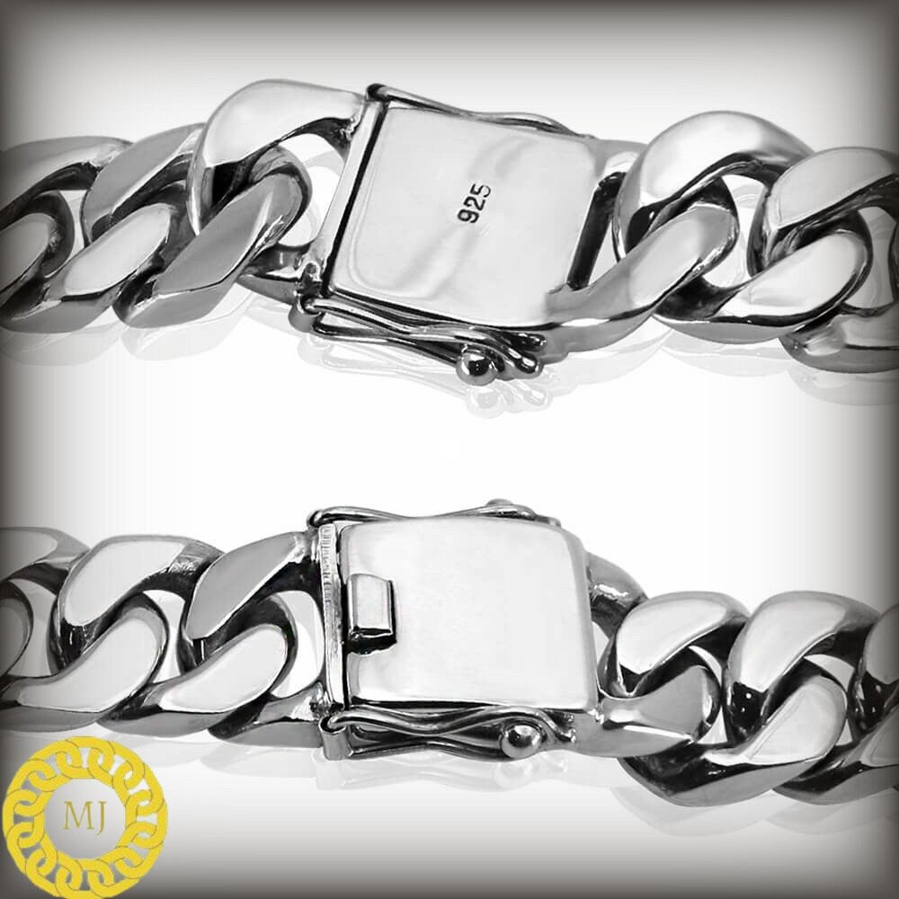 Sterling Silver 15 mm Cuban Link Bracelet, Cuban Chain, Heavy 925 Silver Men's Bracelet, Gift for him , Cuban bracelet men, men's bracelet