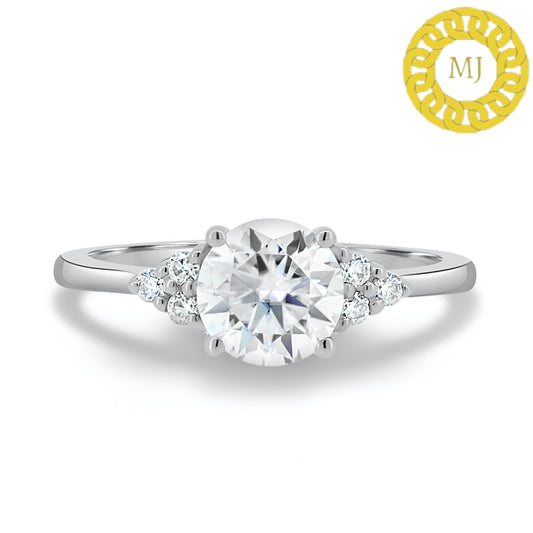 classic 7mm (1ct) Round Cut Moissanite diamond Engagement ring, Seated in a gorgeous Trilogy Basket setting, Anniversary gift for her