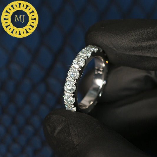 4 MM Round Cut Colourless Moissanite Eternity Band, Diamond infinity Band, Stackable Band, Bridal Ring Set, Gifts for Her and him